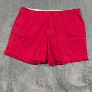 Old Navy Women Size 10 W35 Everyday Chino Shorts Red Mid Rise Stretch Cotton